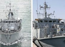 فیلم| لحظه برخورد ۲ کشتی جنگی انگلیس در بندر بحرین