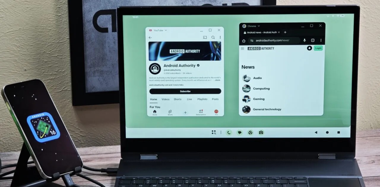 Desktop-Mode-on-a-Pixel-phone-running-Android-16-QPR1-1280w-720h کامپیوترهای اندرویدی در راه هستند، اما نه به آن زودی که فکر میکنید - دیجینوی