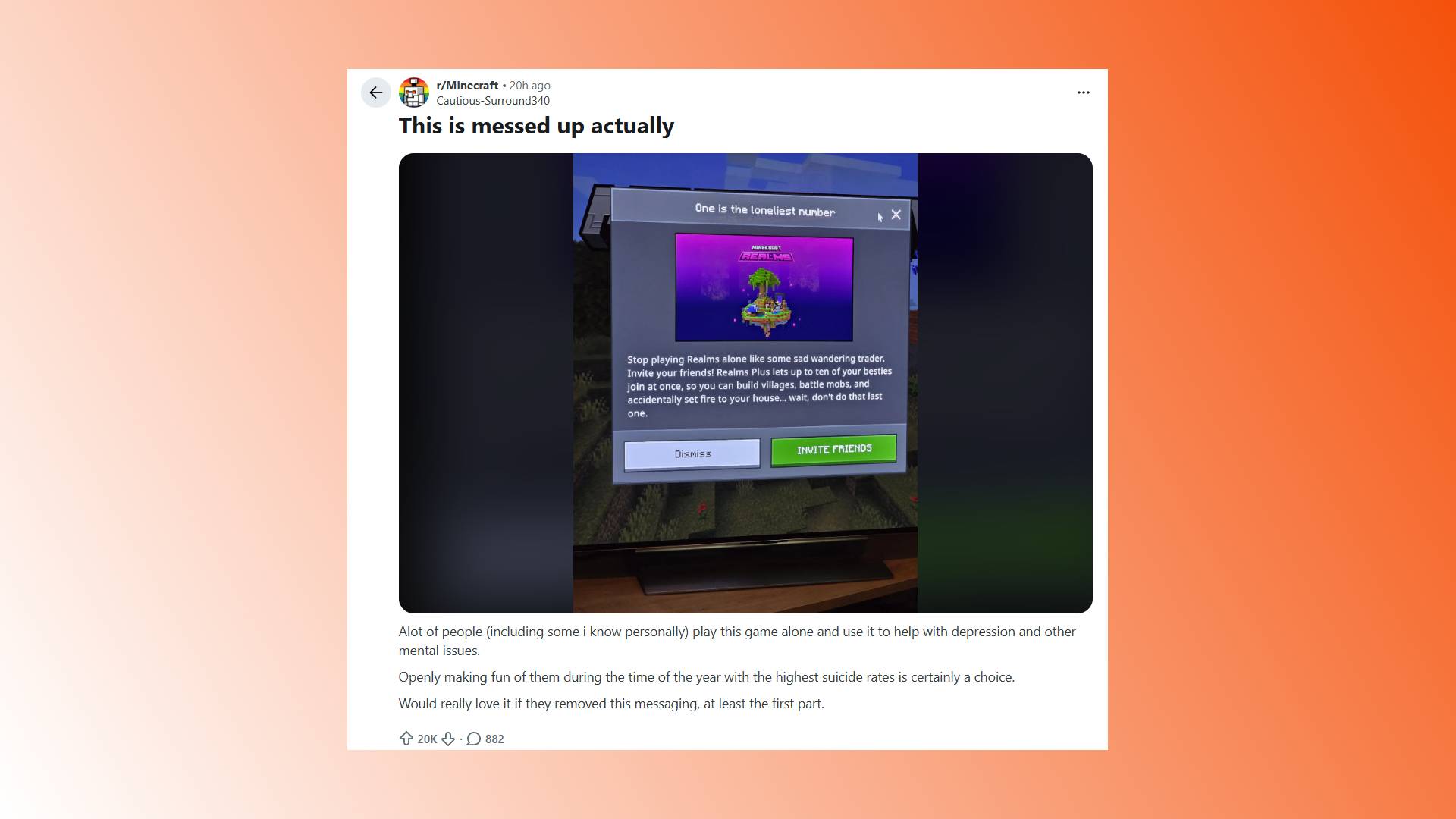 ماینکرفت به دلیل توهین به بازیکنان تک‌نفره مورد انتقاد قرار گرفت - لینک ۳۶۵