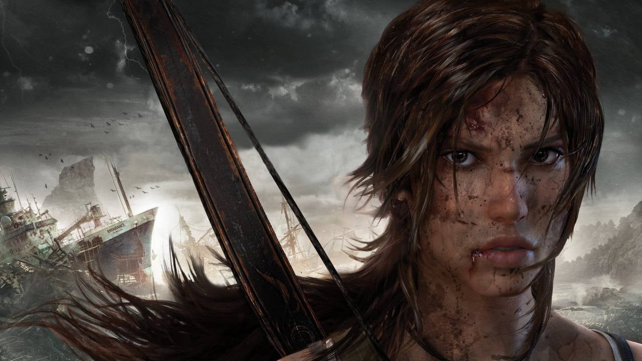 Woman with Dirt smeared Face and Long Hair Grips a Large Sword Against a Stormy Wreck filled Coastline