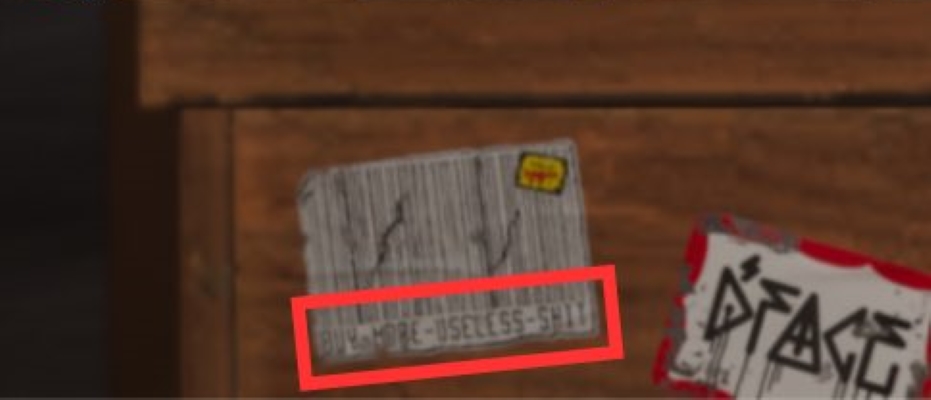 Close up of a Gray Label with Barcode like Text Stuck to a Wooden Surface a Red Outline Highlights the Text Area