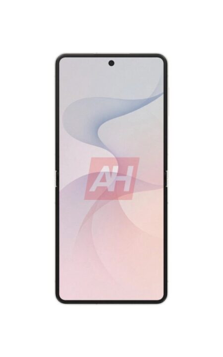 Front view of a modern smartphone with a black frame and a pink-to-blue gradient wallpaper (punch-hole camera at top center).