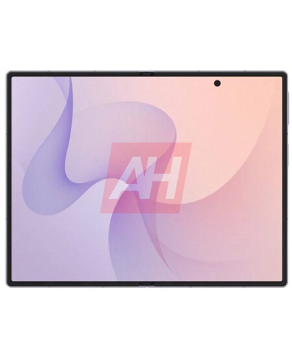 Tablet with slim black bezels, large display showing pastel abstract wallpaper and a small camera cutout at the top center.