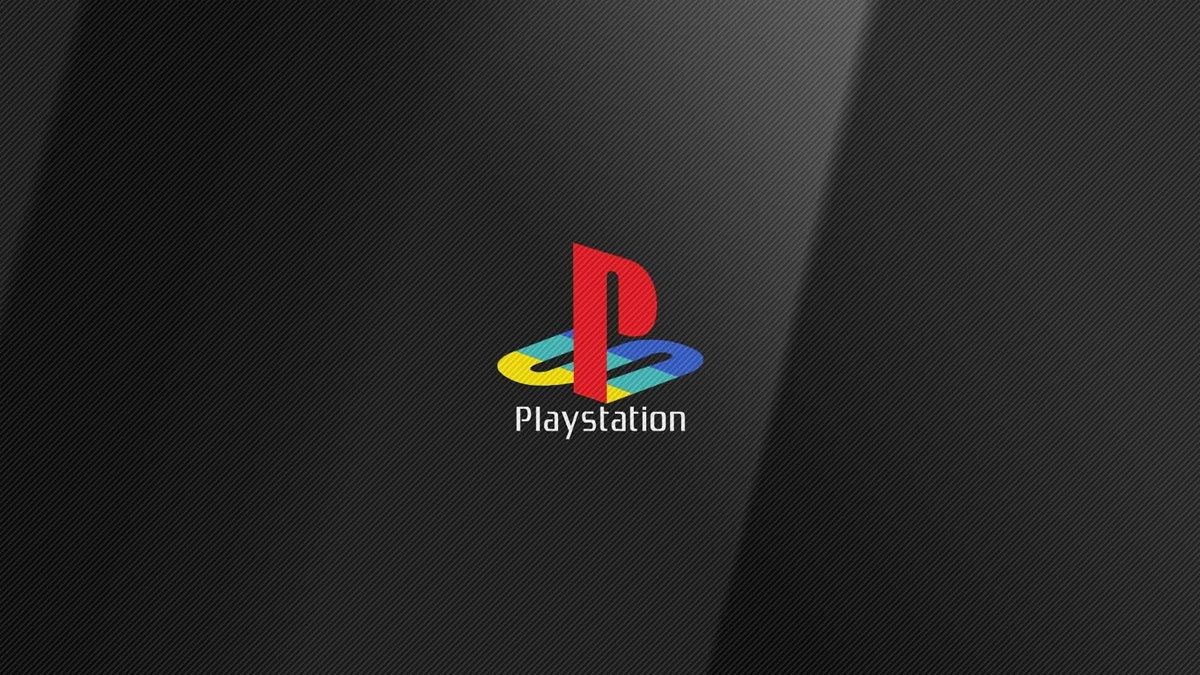 Playstation Logo Centered on a Dark Carbon fiber Textured Background