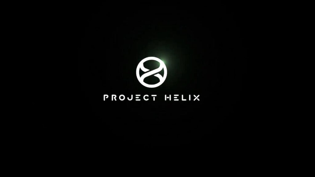 Project Helix Logo White Circular Helix Icon with 'project Helix' in a Futuristic Font on a Dark Background with a Subtle Green Glow Nearby