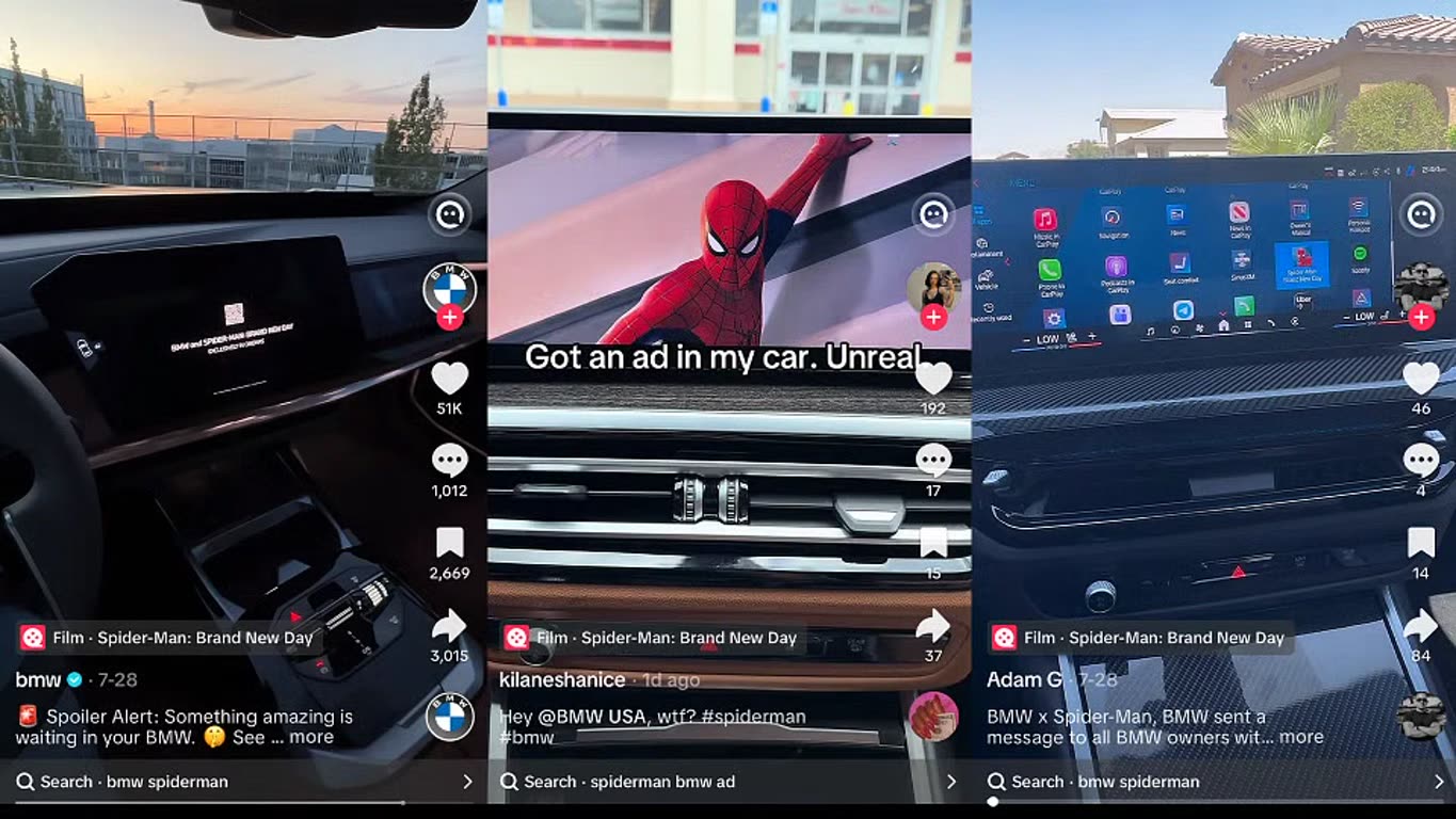 مالکان BMW از مشاهده تبلیغ Spider-Man در خودروی خود شوکه شدند